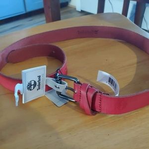 Timberland Red Genuine Leather Belt